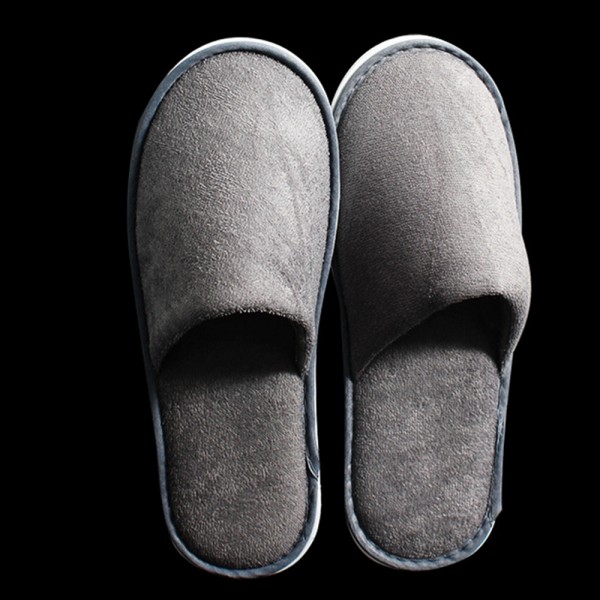 Disposable hotel terry cloth grey slipper thickening nonslip slippers with custom logo 