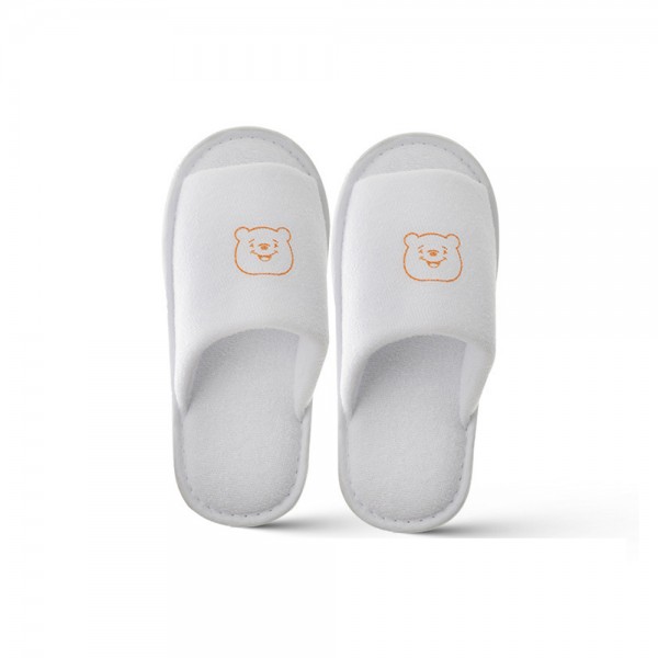 Disposable hotel terry cloth white slipper thickening nonslip children slippers with custom logo 